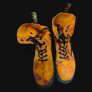 Dr Martens 1460 8-Eye Pascal Tie Dye Leather Lace Up Boots - Vibrant Orange Si…